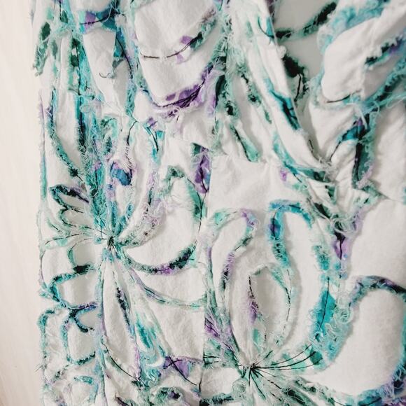 Soho Chick blue and purple textured floral vneck sleeveless artsy dress Size med - Picture 7 of 12